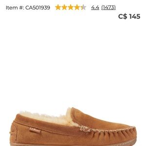 L.L. Bean Tan Moccasin Slippers with Sheepskin Lining
